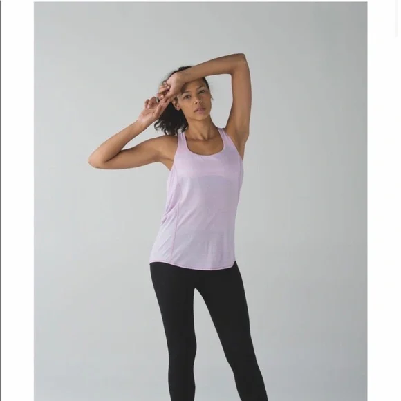 Lululemon Wild Tank Top lavender coral-Pink & White Floral Stripe - Size 6 - Picture 2 of 12